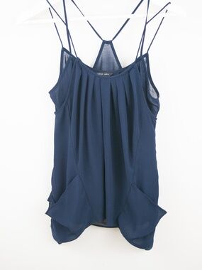 Naked Zebra Chiffon Double Layer Cami Top Navy Size S